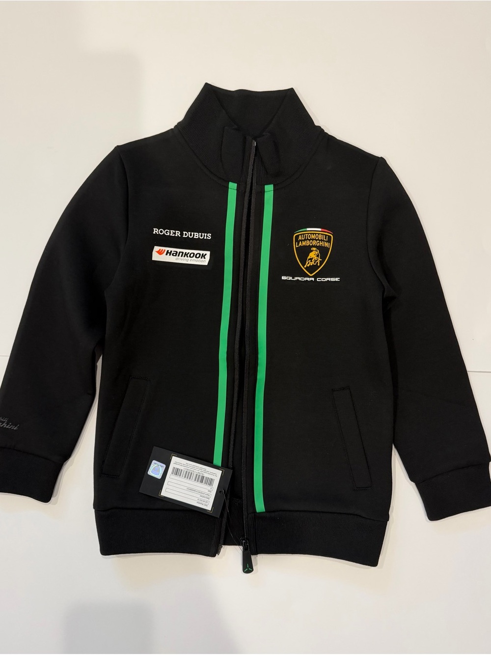 Lamborghini Black Kids Jacket with Green Racing Stripes